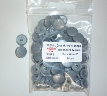 Kamsnapdrukkers 12.4mm (25 stuks), Donkerzilver 13